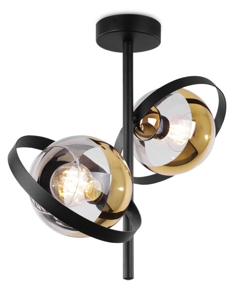 Stropní svítidlo Asturia Ring, 2x zlaté/transparentní skleněné stínítko, B/G