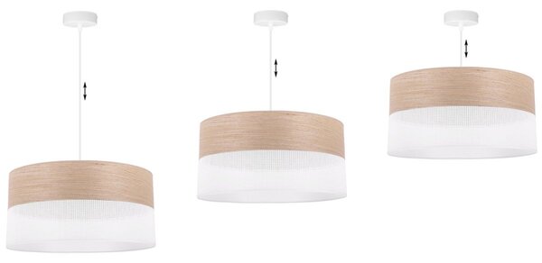 Závěsné svítidlo Wood, 1x béžová dubová dýha/bílé plastové stínítko, (fi 44cm)