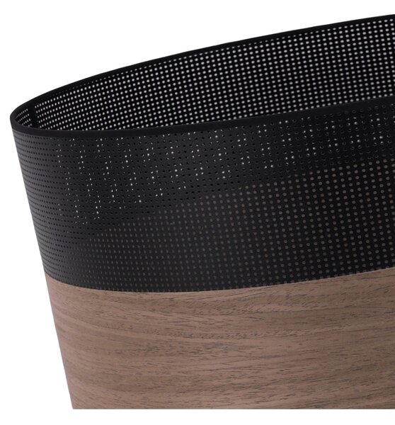 Závěsné svítidlo Wood, 1x hnědá ořechová dýha/černé plastové stínítko, (fi 40cm)