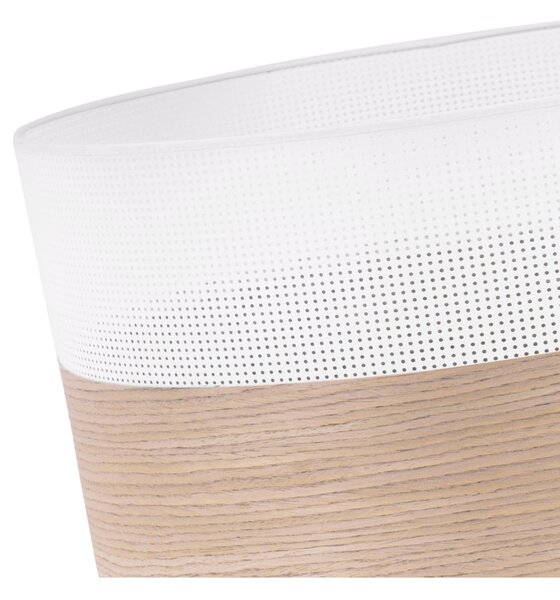 Závěsné svítidlo Wood, 1x béžová dubová dýha/bílé plastové stínítko, (fi 44cm)