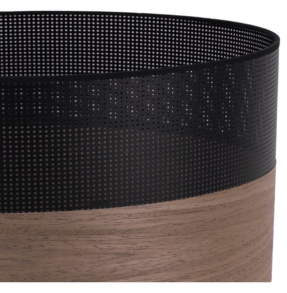 Závěsné svítidlo Wood, 1x hnědá ořechová dýha/černé plastové stínítko, (fi 40cm)