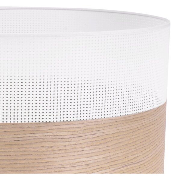 Závěsné svítidlo Wood, 1x béžová dubová dýha/bílé plastové stínítko, (fi 30cm)