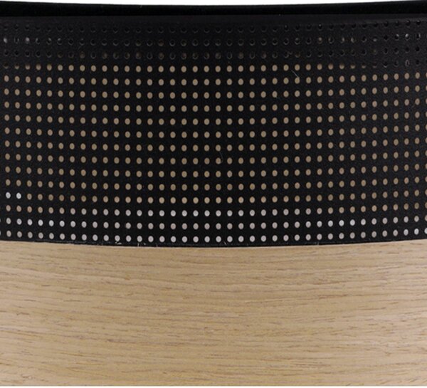 Stropní svítidlo Wood, 1x dýha zlatý dub/černé plastové stínítko, (bílé plexisklo), (fi 40cm)
