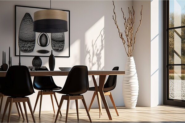 Závěsné svítidlo Wood, 1x dýha zlatý dub/černé plastové stínítko, (fi 40cm)