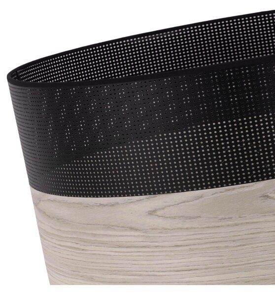 Závěsné svítidlo Wood, 1x světle béžová dubová dýha/černé plastové stínítko, (fi 30cm)
