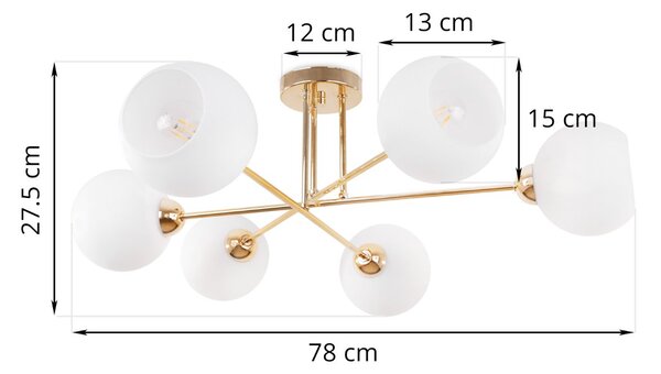 Stropní svítidlo Eliza, 6x bílé skleněné stínítko, G