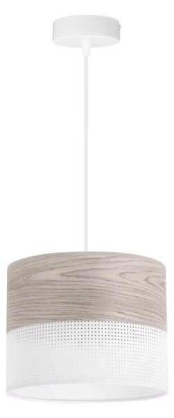 Závěsné svítidlo Wood, 1x světle béžová dubová dýha/bílé plastové stínítko, (fi 20cm)