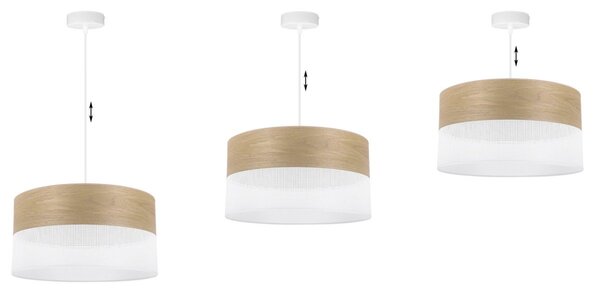 Závěsné svítidlo Wood, 1x dýha zlatý dub/bílé plastové stínítko, (fi 40cm)