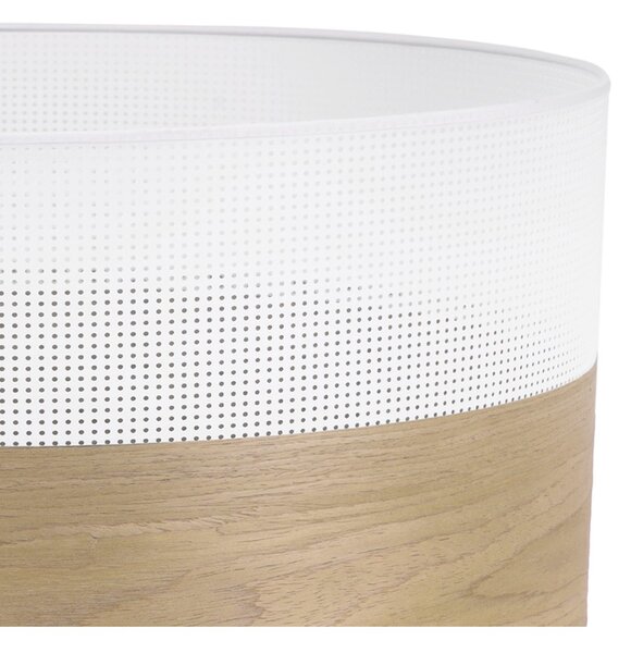 Závěsné svítidlo Wood, 1x dýha zlatý dub/bílé plastové stínítko, (fi 40cm)