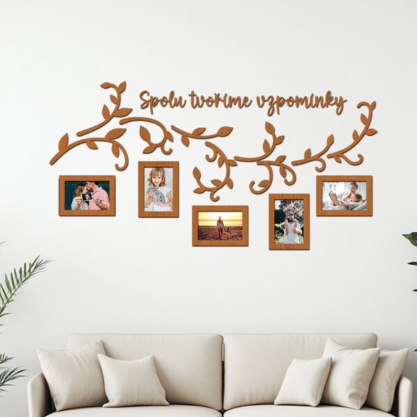 Dřevěný fotorámeček SPOLU TVOŘÍME VZPOMÍNKY Zvolte barvu dekoru: Třešeň | Rozměry (cm)grafie: 10x15