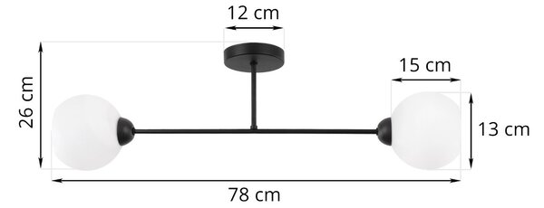 Stropní svítidlo Eliza, 2x bílé skleněné stínítko, B