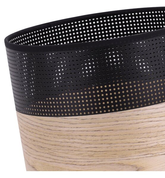 Závěsné svítidlo Wood, 1x béžová dubová dýha/černé plastové stínítko, (fi 20cm)