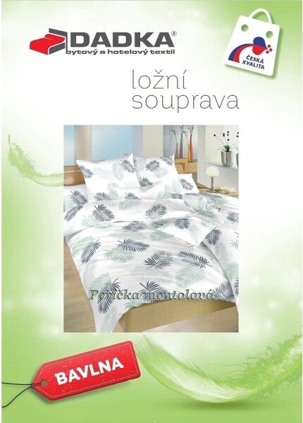 DADKA Bavlněné povlečení Peříčka mentolové 140x200, 70x90 cm
