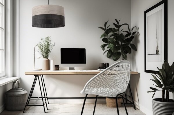 Závěsné svítidlo Wood, 1x světle béžová dubová dýha/černé plastové stínítko, (fi 30cm)