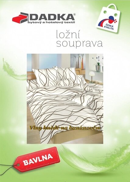 DADKA Bavlněné povlečení Vlny hnědé na banánovém podkladu 140x200, 70x90 cm