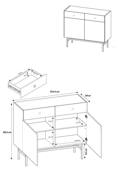 Komoda Desanta 2D2SZ (béžová + černá)