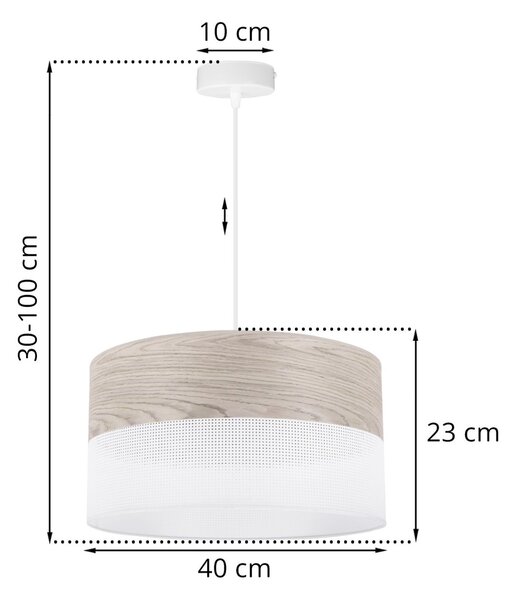 Závěsné svítidlo Wood, 1x světle béžová dubová dýha/bílé plastové stínítko, (fi 40cm)