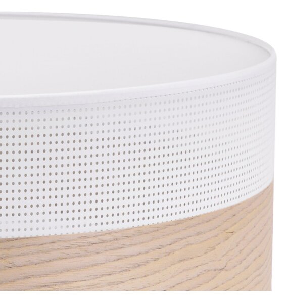 Stropní svítidlo Wood, 1x béžová dubová dýha/bílé plastové stínítko, (bílé plexisklo), (fi 40cm)