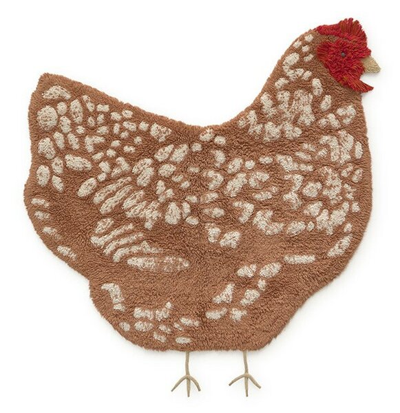 Lorena Canals, Dětský kusový koberec Chicken, 100x110, hnědá, dětský pokoj