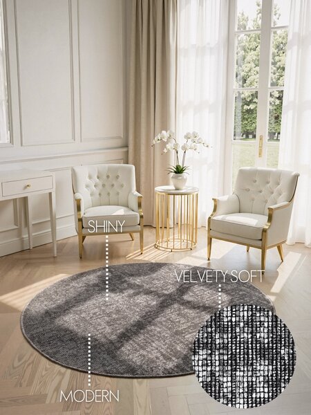 ELLE Decoration, Kusový koberec Brilliance Prisma 106310 Silver Grey z kolekce Elle kruh, 160x160 (průměr) kruh, šedá, ložnice