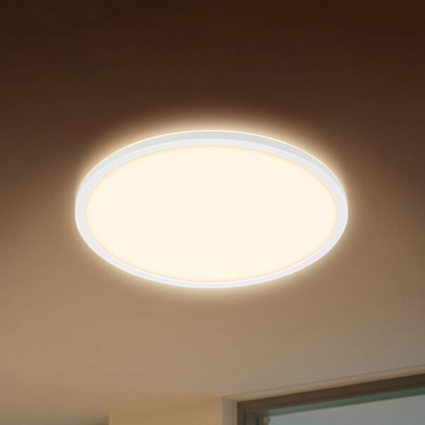 Briloner LED stropní svítidlo Happy, RGBIC, IC, bílé, s dálkovým ovládáním, stmívatelný, Bílá / opál, Kuchyň, Plast, Moderní