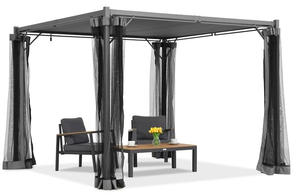 Antracitová pergola Malaga 3x3 m s moskytiérou Garden Point