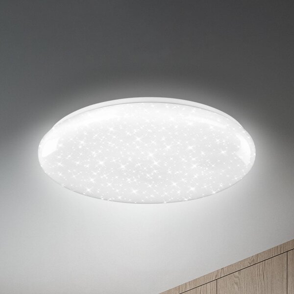 Briloner LED stropní svítidlo Bright Sky, bílé, 51 W, hvězdná obloha, stmívatelný, Bílá / opál, Obývací pokoj / jídelna, Plast, Moderní