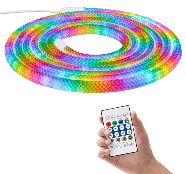 Briloner LED světelný řetěz RGBIC, bílý, délka 5 metrů, USB, stmívatelný, Bílá / opál, Pracovna / kancelář, Plast, Moderní