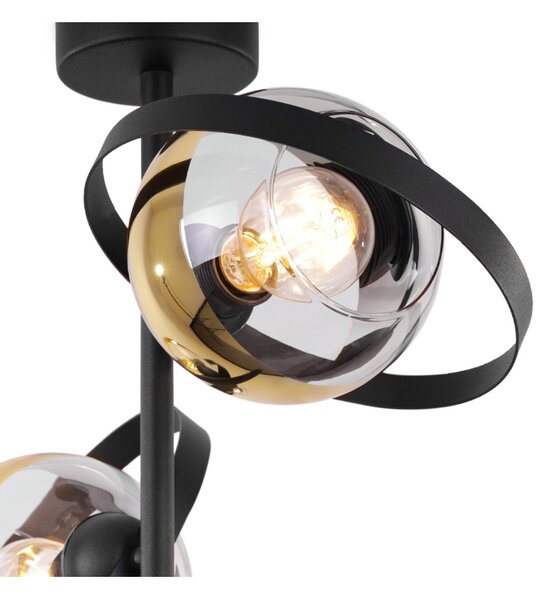 Stropní svítidlo Asturia Ring, 2x zlaté/transparentní skleněné stínítko, B