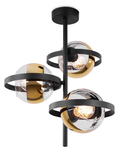 Stropní svítidlo Asturia Ring, 3x zlaté/transparentní skleněné stínítko, B