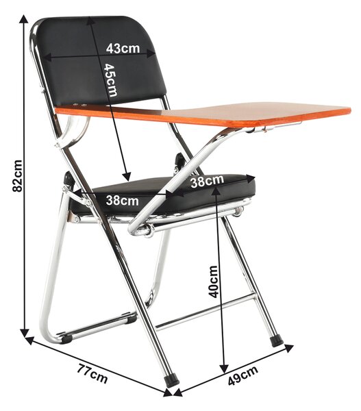KONDELA Židle s deskou na psaní, černá/přírodní, TEKER