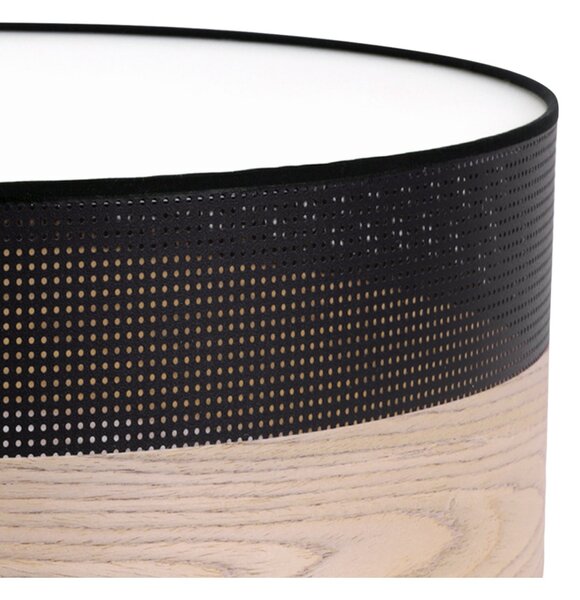 Stropní svítidlo Wood, 1x béžová dubová dýha/černé plastové stínítko, (bílé plexisklo), (fi 50cm)