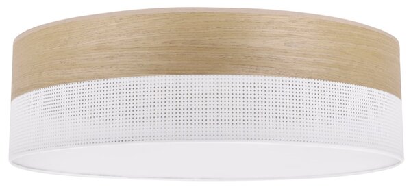 Stropní svítidlo Wood, 1x dýha zlatý dub/bílé plastové stínítko, (bílé plexisklo), (fi 50cm)