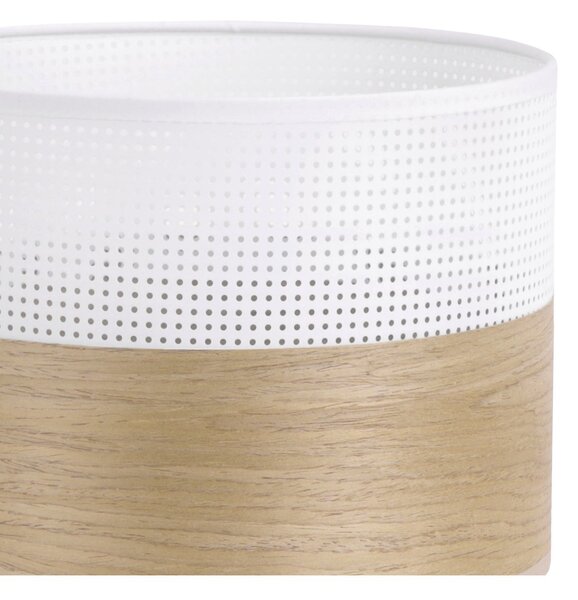 Závěsné svítidlo Wood, 1x dýha zlatý dub/bílé plastové stínítko, (fi 20cm)