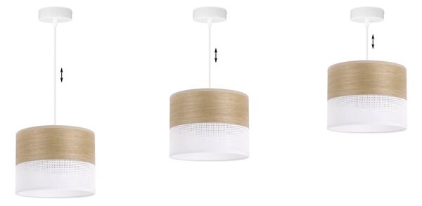 Závěsné svítidlo Wood, 1x dýha zlatý dub/bílé plastové stínítko, (fi 20cm)