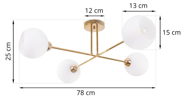 Stropní svítidlo Eliza, 4x bílé skleněné stínítko, G