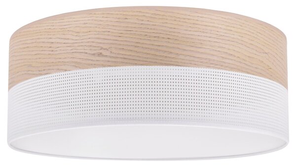 Light Home Stropní svítidlo Wood, 1x béžová dubová dýha/bílé plastové stínítko, (bílé plexisklo), (fi 40cm)