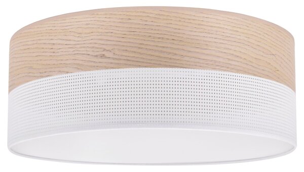 Stropní svítidlo Wood, 1x béžová dubová dýha/bílé plastové stínítko, (bílé plexisklo), (fi 40cm)