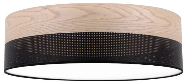Stropní svítidlo Wood, 1x béžová dubová dýha/černé plastové stínítko, (bílé plexisklo), (fi 50cm)