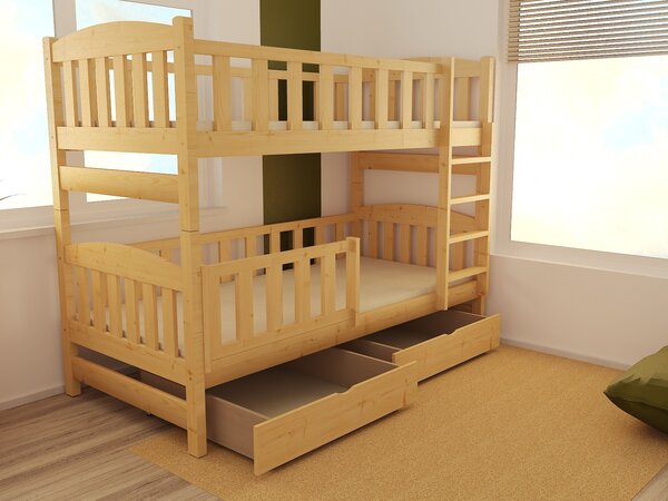 Dětská patrová postel z MASIVU 180x80cm bez šuplíku - PP013