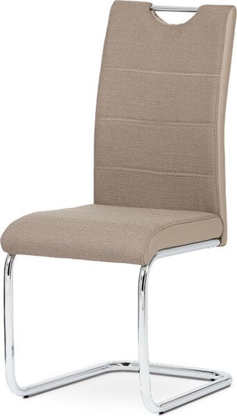 Autronic Jídelní židle HC-582 CAP2, látka cappuccino / boky koženka lanýž / chrom