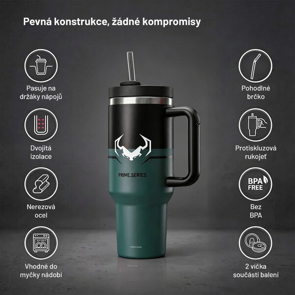 Termohrnek s rukojetí zelený Diablo Ghotic Green