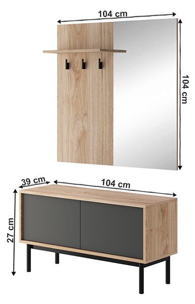 Grafitová předsíňová stěna z dubu jaskson hickory BERGEN BGD104