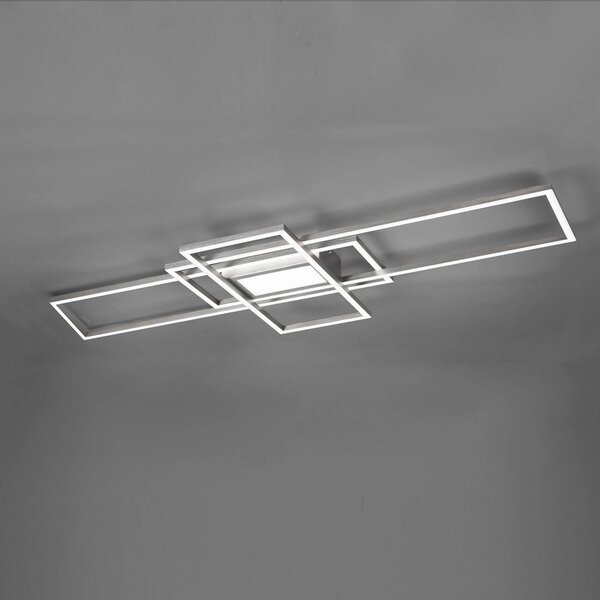 Trio Lighting LED stropní světlo Irvine 3000-6500K, nikl matný, stmívatelný, Hliník / šedá / zinek, Obývací pokoj / jídelna, kov, Moderní