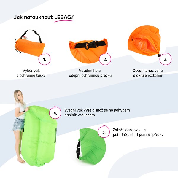 KONDELA Nafukovací sedací vak/lazy bag, modrá, LEBAG