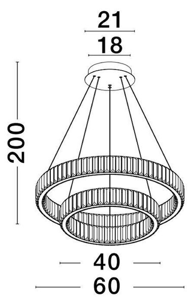 Nova Luce Závěsné designové svítidlo Aurelia 2, ø 60cm, stříbrné