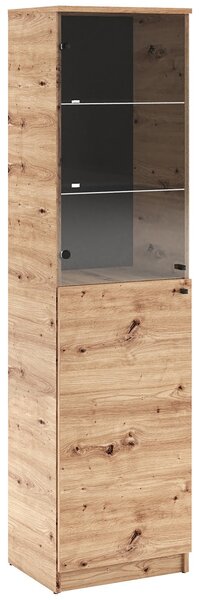 Vysoká vitrína s prosklenými dvířky CEKLIA 3 - dub artisan