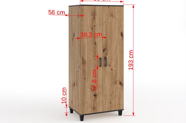 Dvoudveřová šatní skříň 80 cm CANRIS - dub artisan