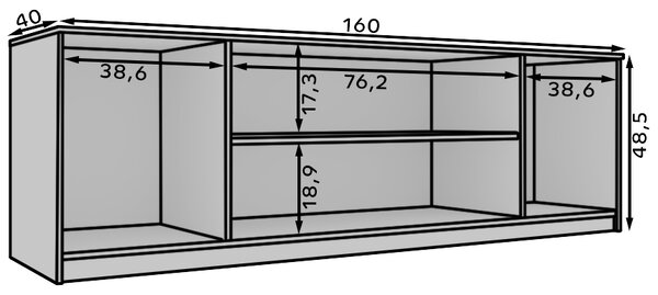 Televizní stolek CEKLIA 160 cm - dub artisan