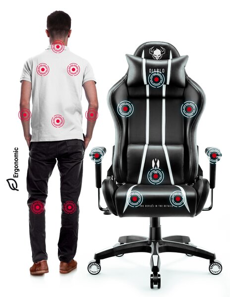 Herní židle Diablo X-One 2.0 Normal Size: černo-bílý